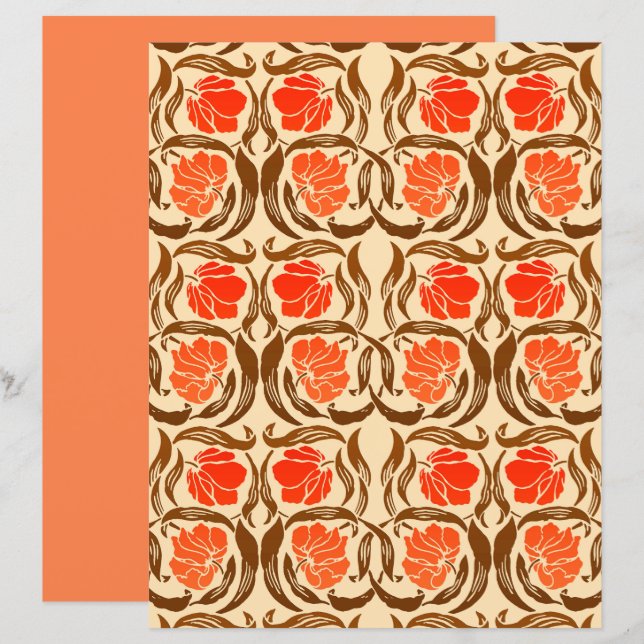 William Morris Pimpernel, Mandarin Orange & Brown (Fram/baksida)