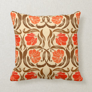 William Morris Pimpernel, Mandarin Orange & Brown Kudde