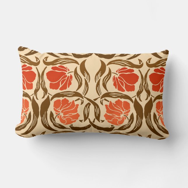 William Morris Pimpernel, Mandarin Orange & Brown Lumbarkudde (Framsida)