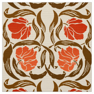 William Morris Pimpernel, Mandarin Orange & Brown Tyg