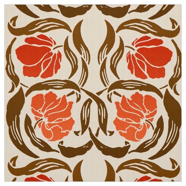 William Morris Pimpernel, Mandarin Orange & Brown Tyg (Provkarta)