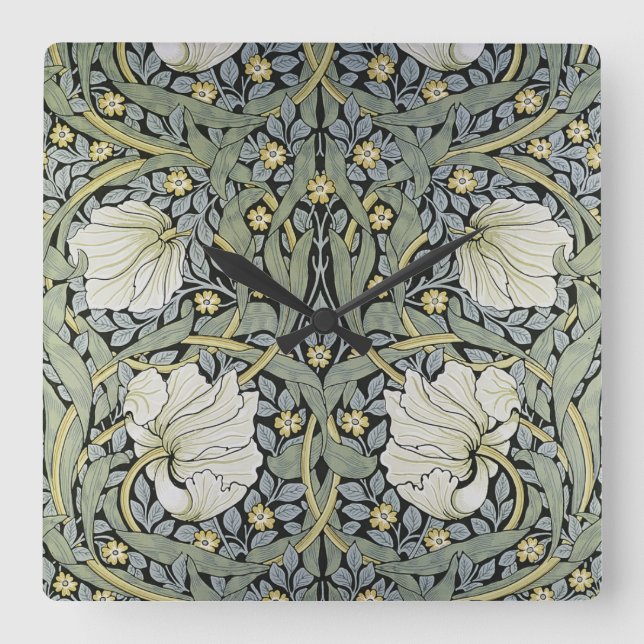 William Morris - Pimpernel Mönster Design Fyrkantig Klocka (Framsida)