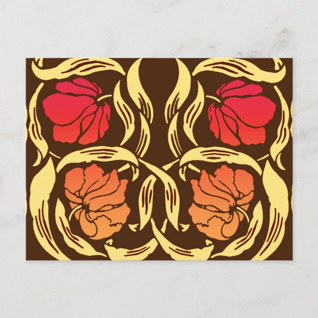 William Morris Pimpernel, Rostorange och Brun Vykort (Framsida)