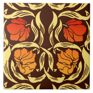 William Morris Pimpernel, Rust Orange och Brown Kakelplatta