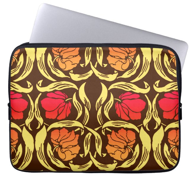 William Morris Pimpernel, Rust Orange och Brown Laptop Fodral (Framsidan)