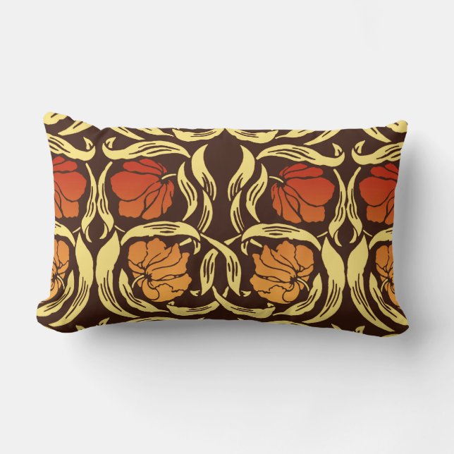 William Morris Pimpernel, Rust Orange och Brown Lumbarkudde (Framsida)