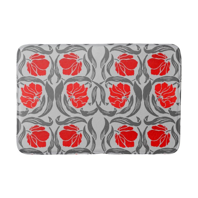 William Morris Pimpernel, Silver Grått och Red Badrumsmatta (Framsidan)