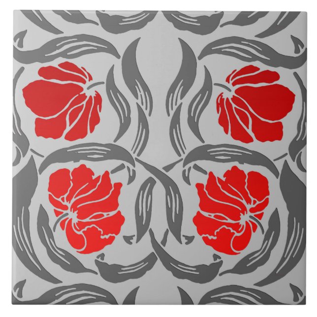 William Morris Pimpernel, Silver Grått och Red Kakelplatta (Framsidan)