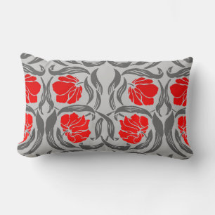 William Morris Pimpernel, Silver Grått och Red Lumbarkudde