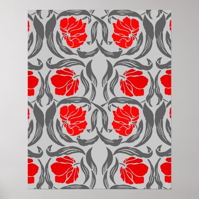 William Morris Pimpernel, Silver Grått och Red Poster (Framsidan)