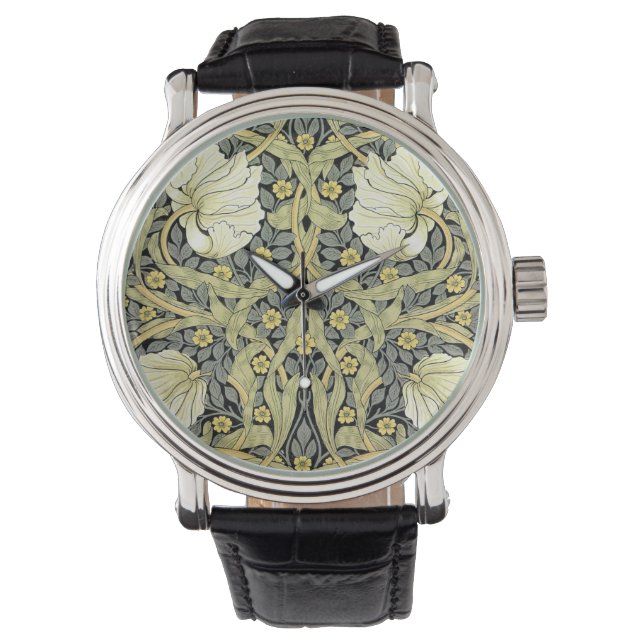 William Morris Pimpernel Tulpaner Botanisk Konst Armbandsur (Framsida)