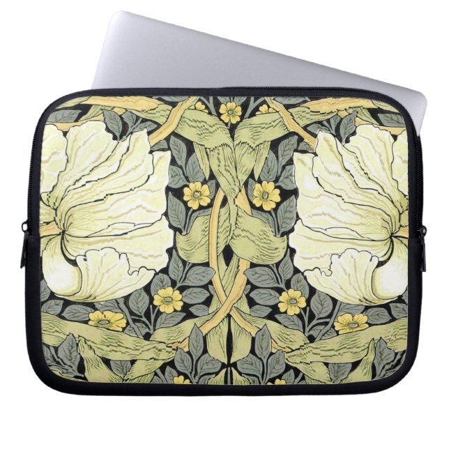 William Morris Pimpernel Tulpaner Botanisk Konst Laptop Sleeve (Framsidan)