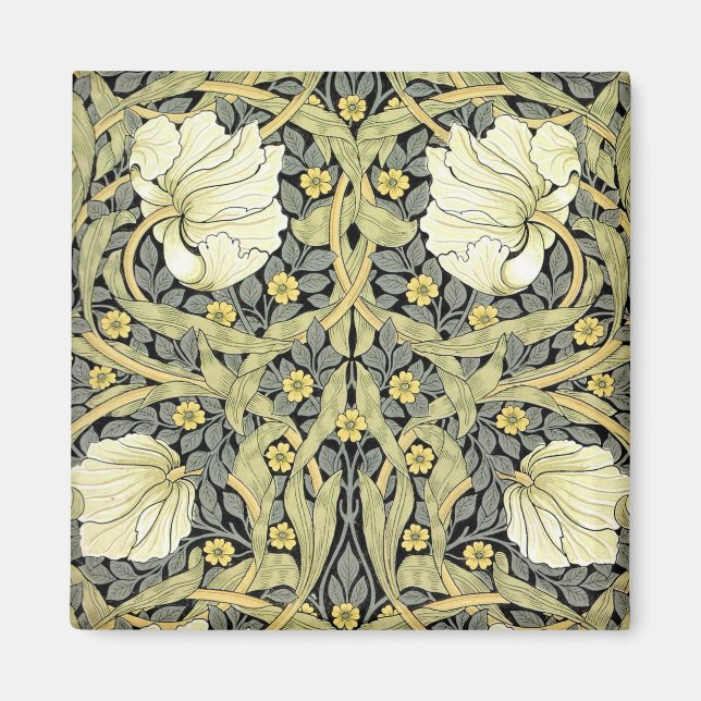 William Morris Pimpernel Tulpaner Botanisk Konst Magnet (Framsidan)