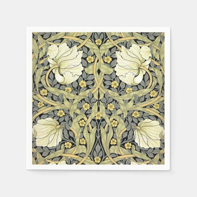 William Morris Pimpernel Tulpaner Botanisk Konst Pappersservett (Framsidan)