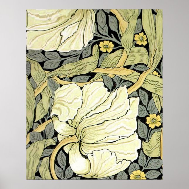 William Morris Pimpernel Tulpaner Botanisk Konst Poster (Framsidan)