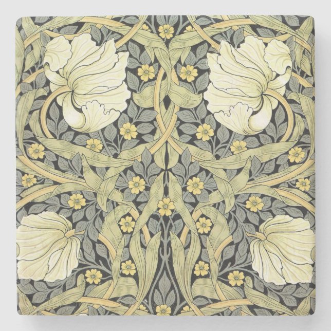 William Morris Pimpernel Tulpaner Botanisk Konst Stenunderlägg (Framsidan)