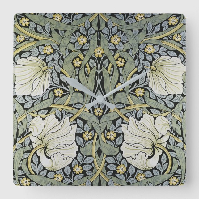 William Morris - Pimperneltapetdesign Fyrkantig Klocka (Framsida)