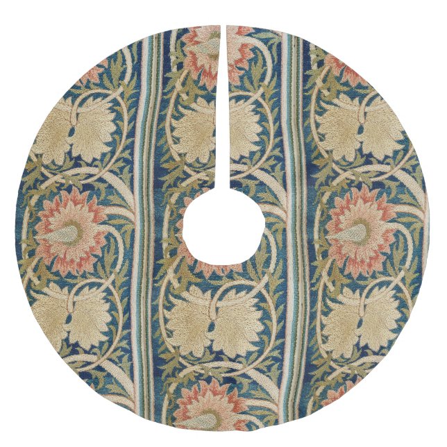 William Morris Pink Floral Silk Embroidery Antique Julgransmatta Borstad Polyester (Framsidan)