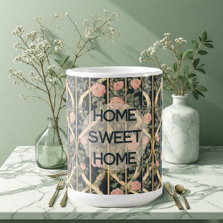 William Morris Pink Roses Trellis Home Sweet Home Kaffemugg