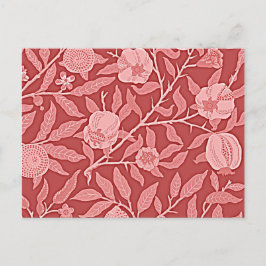 William Morris - Pomegranatdesign (röd) Vykort