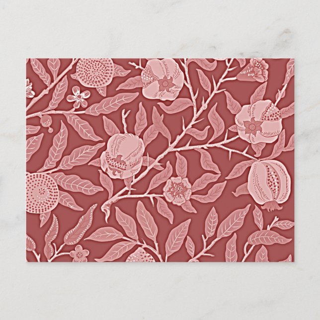 William Morris - Pomegranatdesign (röd) Vykort (Framsida)