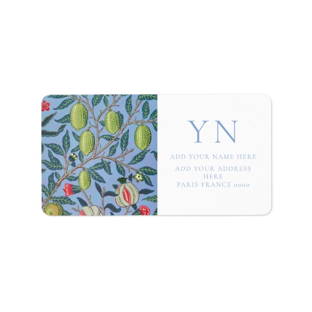 WILLIAM MORRIS POMEGRANATE ADDRESS-ETIKETT ADRESSETIKETT (Framsidan)