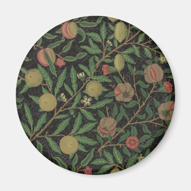 William Morris Pomegranate Black Fruit Magnet (Framsidan)