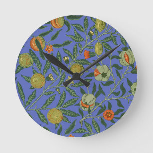 William Morris Pomegranate Blue Colorful Tapet Rund Klocka
