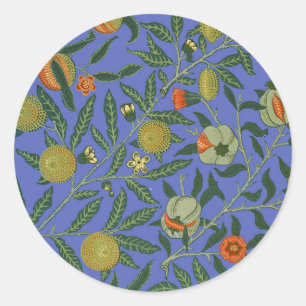 William Morris Pomegranate Blue Colorful Tapet Runt Klistermärke