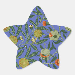 William Morris Pomegranate Blue Colorful Tapet Stjärnformat Klistermärke