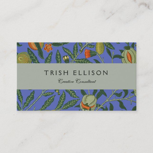 William Morris Pomegranate Blue Colorful Tapet Visitkort (Framsida)