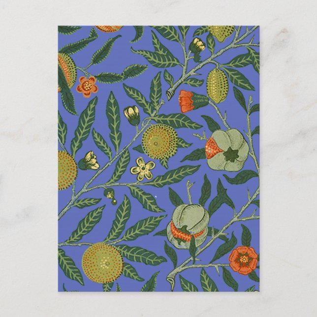 William Morris Pomegranate Blue Colorful Tapet Vykort (Framsida)