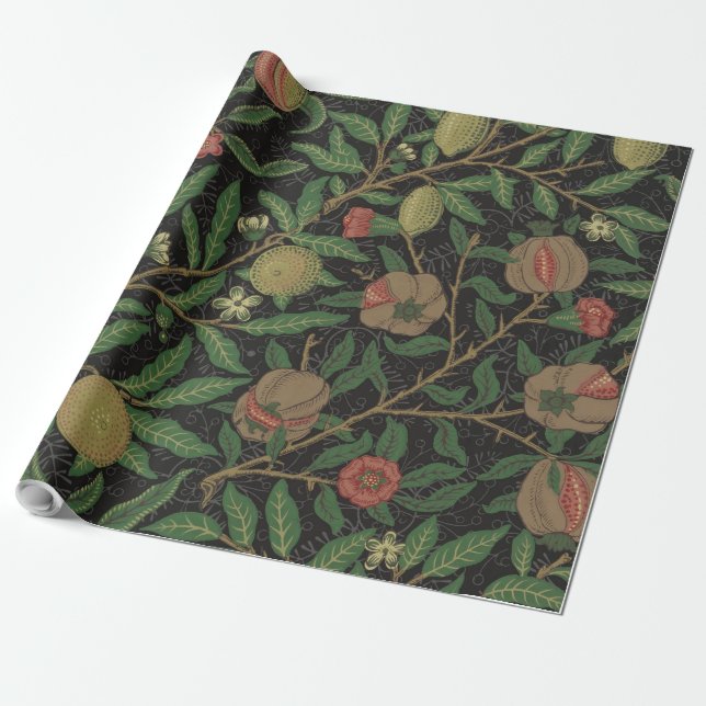 William Morris Pomegranate Classic Fruit Presentpapper (Utrullad)