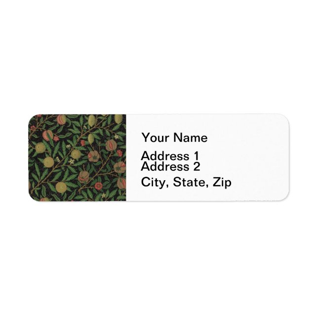 William Morris Pomegranate Classic Fruit Returadress Etikett (Framsidan)