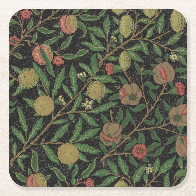 William Morris Pomegranate Classic Fruit Underlägg Papper Kvadrat (Framsidan)