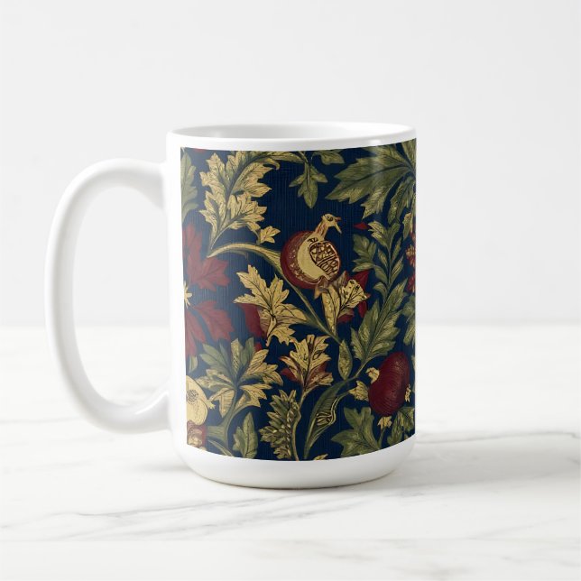 William Morris Pomegranate Floral Navy Pattern Kaffemugg (Vänster)