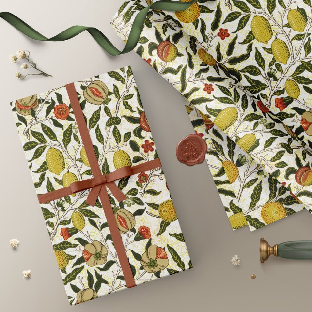 William Morris Pomegranate Lemons Fruits Mönster Presentpapper (Skapare uppladdad)