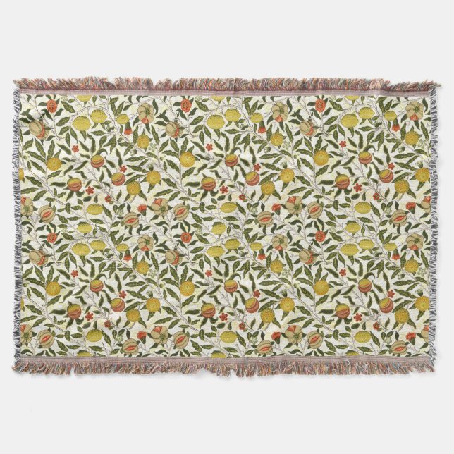 William Morris Pomegranate Lemons Vintage Mönster Filt (Framsidan)