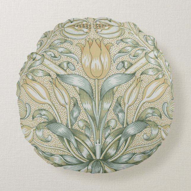 William Morris Pomegranate Mönster Antik Lilja Rund Kudde (Framsidan)