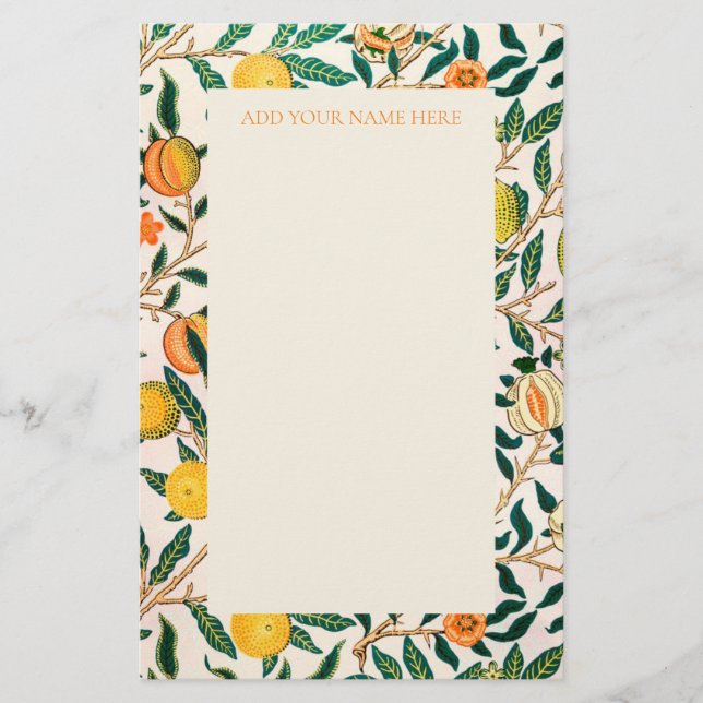 WILLIAM MORRIS "POMEGRANATE" MÖNSTER STATIONERY BREVPAPPER (Framsida)