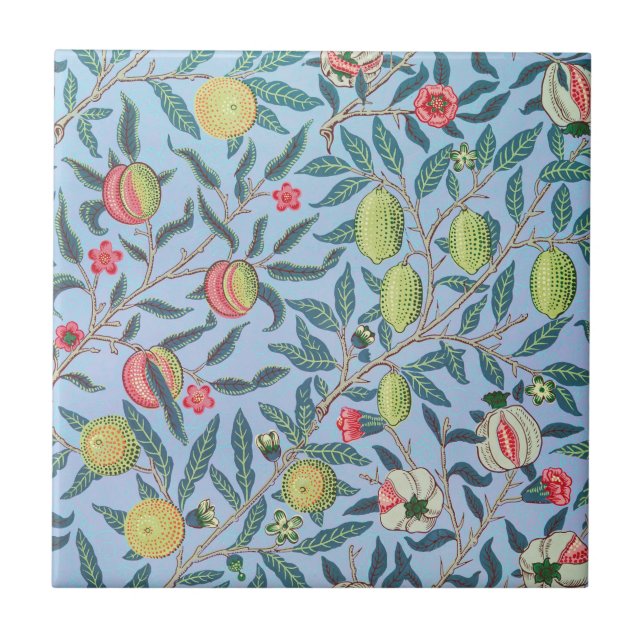 William Morris Pomegranate Pastel Fruit Mönster Kakelplatta (Framsidan)