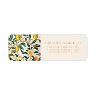 WILLIAM MORRIS "POMEGRANATES" RETURN ADDRESS-ETIKE RETURADRESS ETIKETT