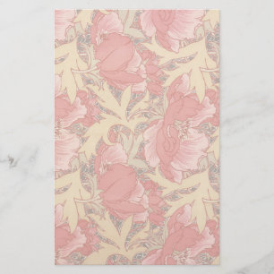 William Morris Poppies Blommigt Art nouveau Mönst Brevpapper