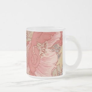 William Morris Poppies Blommigt Art nouveau Mönste Frostad Glasmugg