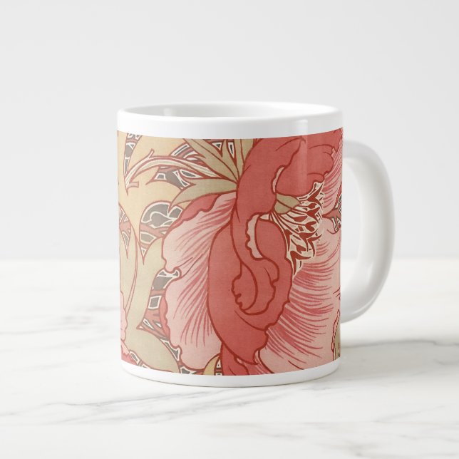 William Morris Poppies Blommigt Art nouveau Mönste Jumbo Mugg (Framsida höger)
