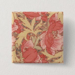 William Morris Poppies Blommigt Art nouveau Mönste Knapp