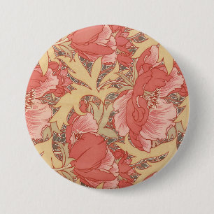 William Morris Poppies Blommigt Art nouveau Mönste Knapp