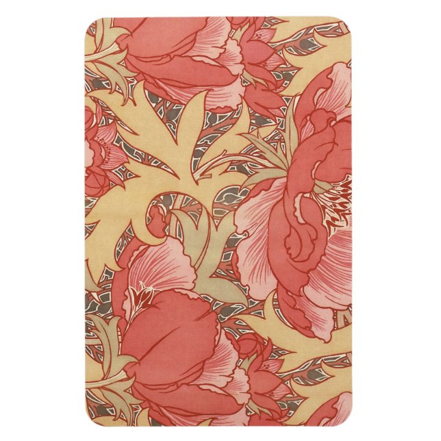 William Morris Poppies Blommigt Art nouveau Mönste Magnet (Vertikal)