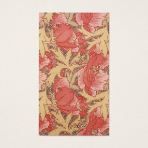 William Morris Poppies Blommigt Art nouveau Mönste Visitkort