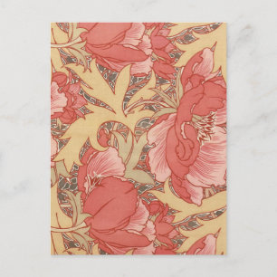 William Morris Poppies Blommigt Art nouveau Mönste Vykort